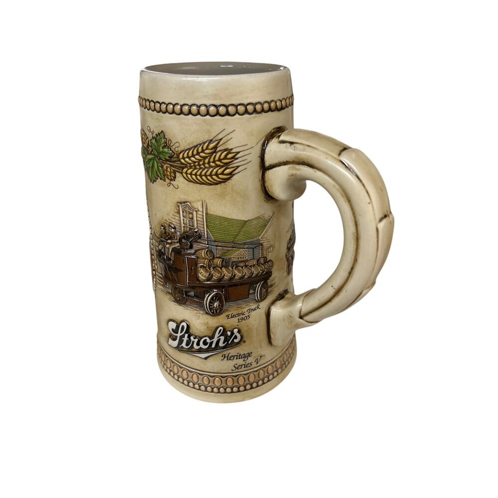 Vintage Stroh’s Beer Stein Delivery Vehicles Detroit MI Mug